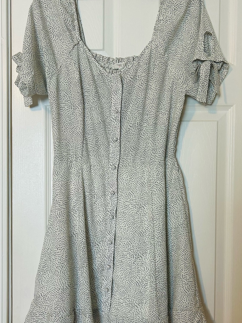 Sienna Sky White Mini Dress with Black Dot Print